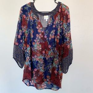 Sheer bohemian blouse, size 2X